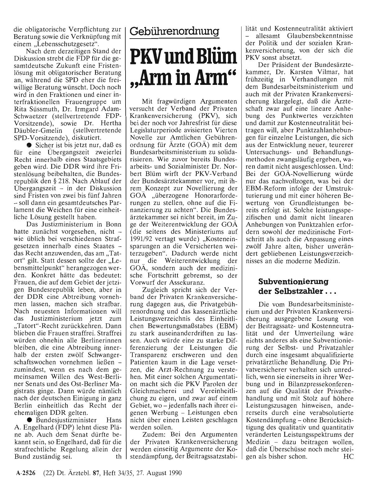 Vorschauseite 1: Gebührenordnung: PKV und Blüm „Arm in Arm“