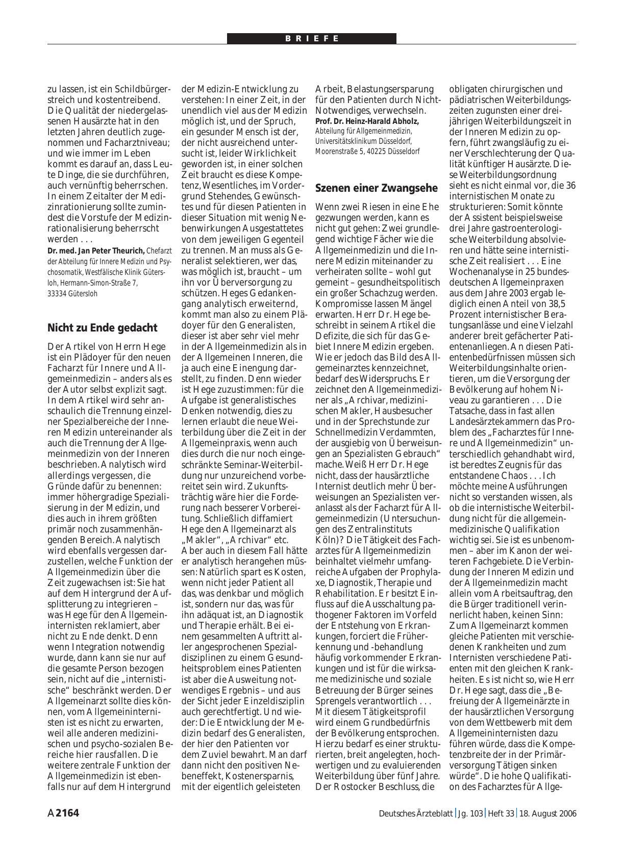 Vorschauseite 1: Hausärztliche Versorgung: Szenen einer Zwangsehe