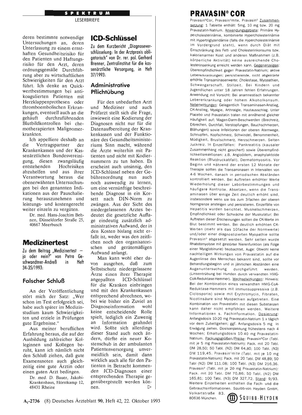 Vorschauseite 1: ICD-Schlüssel: Administrative Pflichtübung
