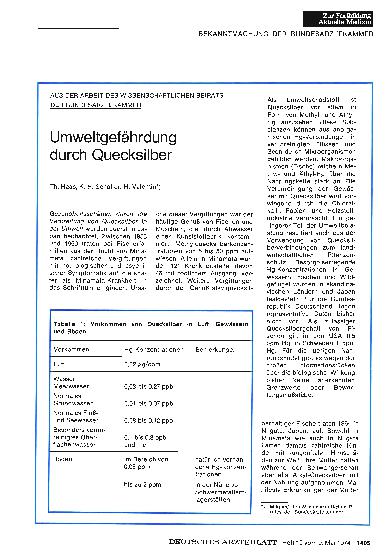 Vorschauseite 1: Umweltgefährdung durch Quecksilber