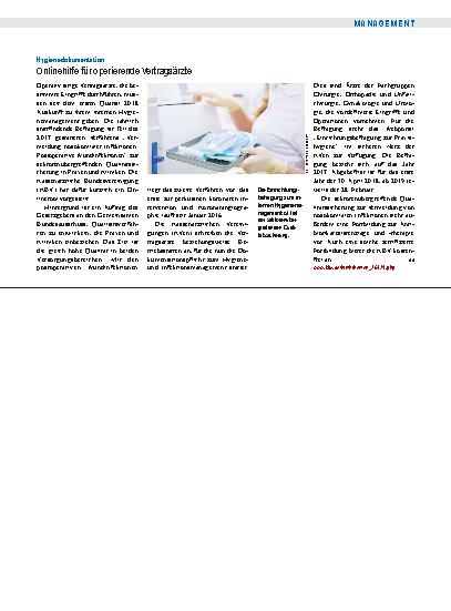 Vorschauseite 1: Hygienedokumentation: Onlinehilfe für operierende Vertragsärzte