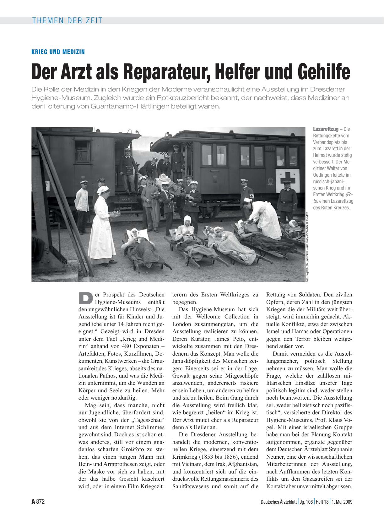 Vorschauseite 1: Krieg und Medizin: Der Arzt als Reparateur, Helfer und Gehilfe
