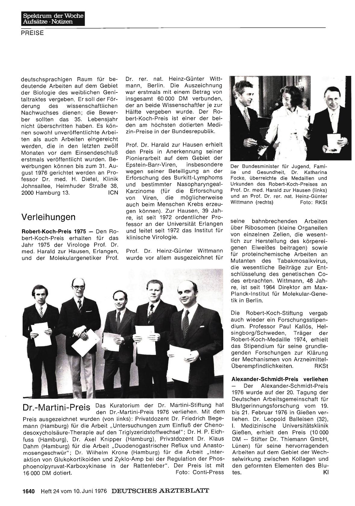 Vorschauseite 1: Verleihungen