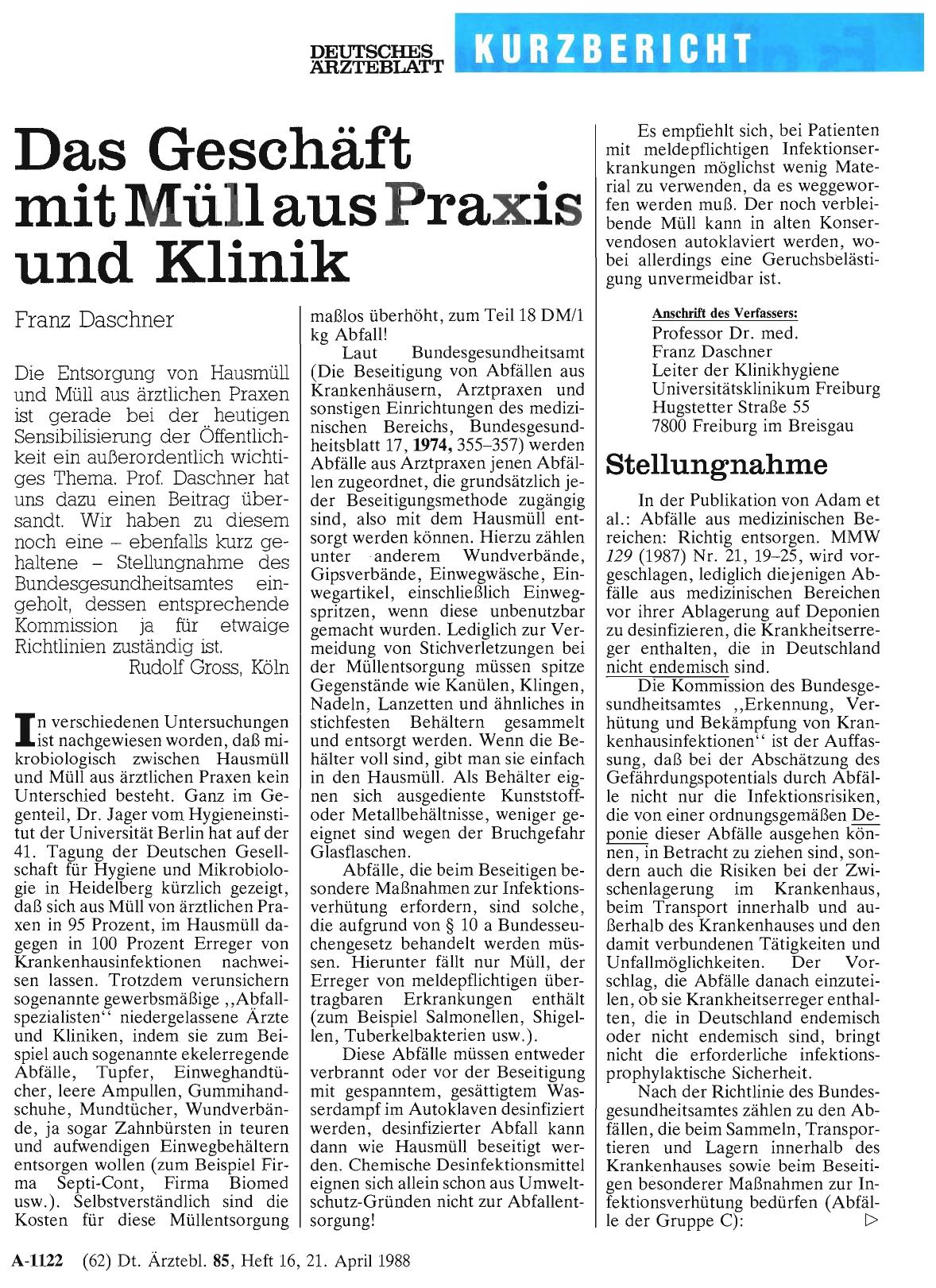 Vorschauseite 1: Das Geschäft mit Müll aus Praxis und Klinik