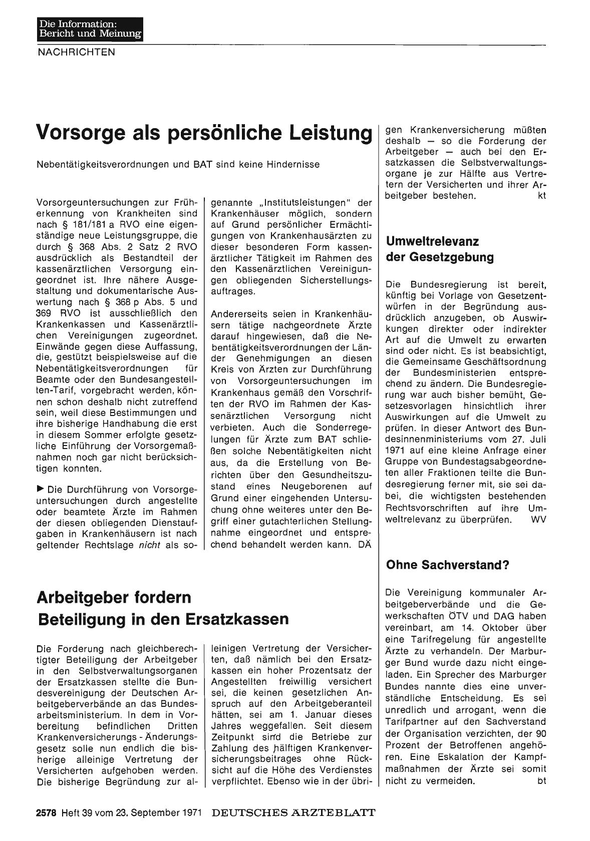 Vorschauseite 1: Umweltrelevanz der Gesetzgebung