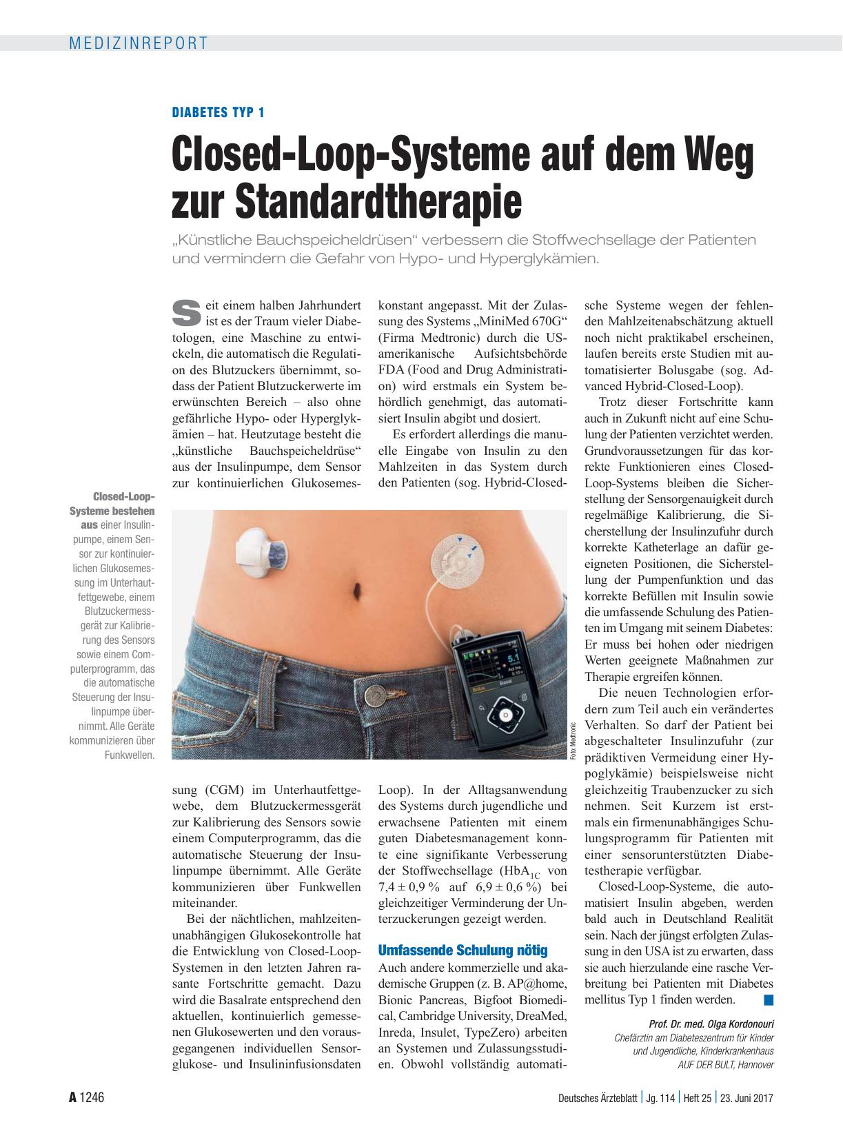 Vorschauseite 1: Diabetes Typ 1: Closed-Loop-Systeme auf dem Weg zur Standardtherapie
