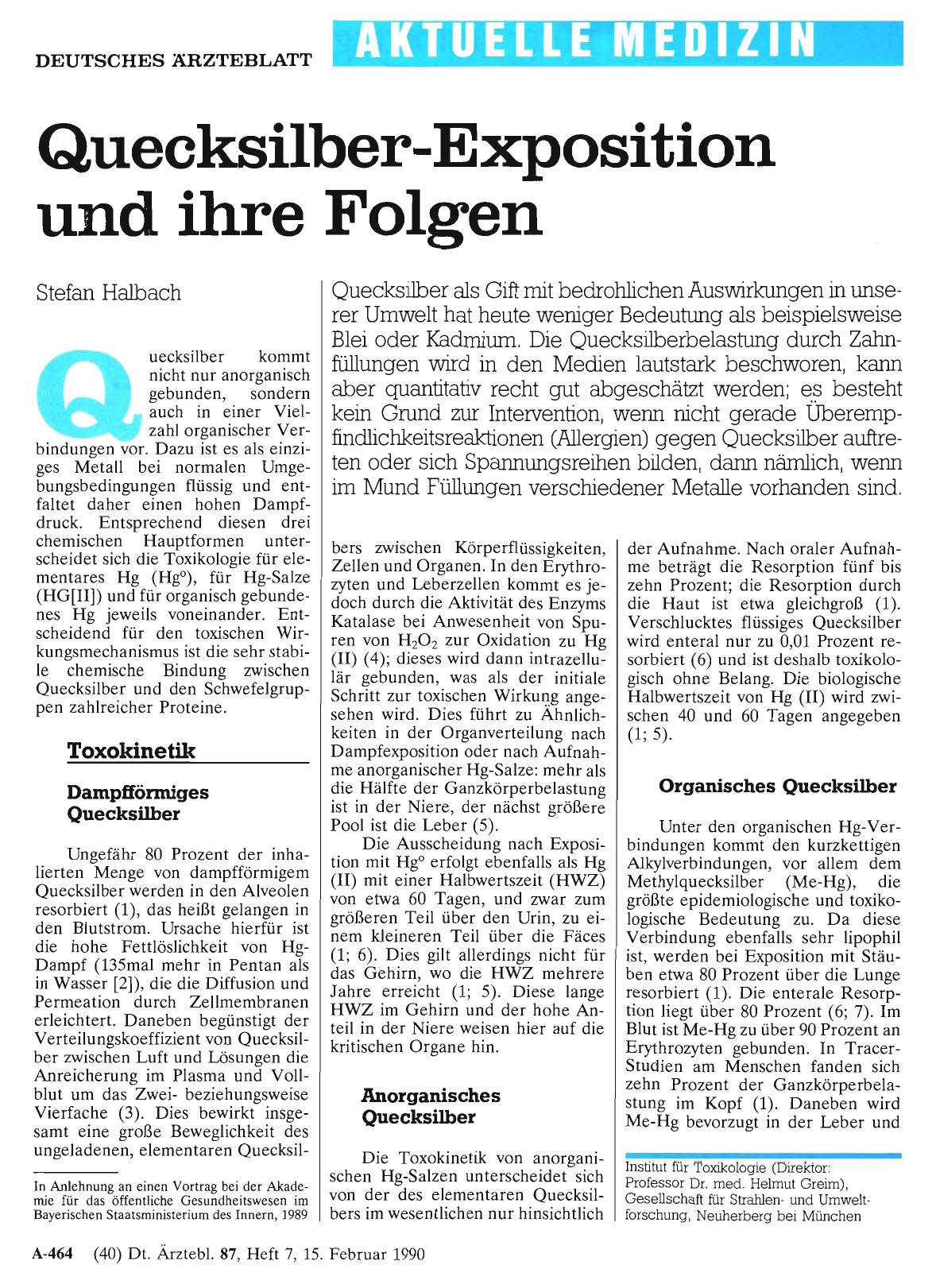 Vorschauseite 1: Quecksilber-Exposition und ihre Folgen