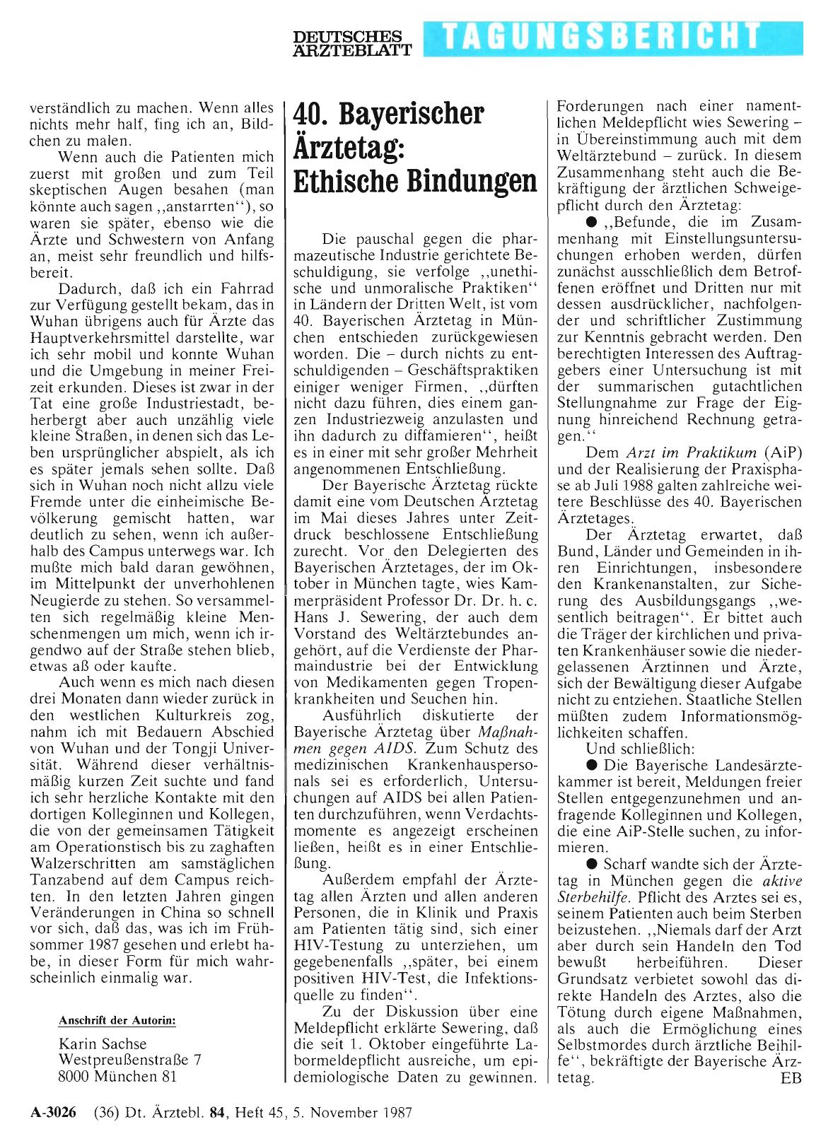 Vorschauseite 1: 40. Bayerischer Ärztetag: Ethische Bindungen