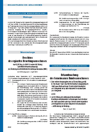 Vorschauseite 1: Bekanntmachung des Gemeinsamen Bundesausschusses über weitere Beratungsthemen zur Überprüfung gemäß § 135 Absatz 1 Satz 1 des Fünften Buches Sozialgesetzbuch: matrixassoziierte au…