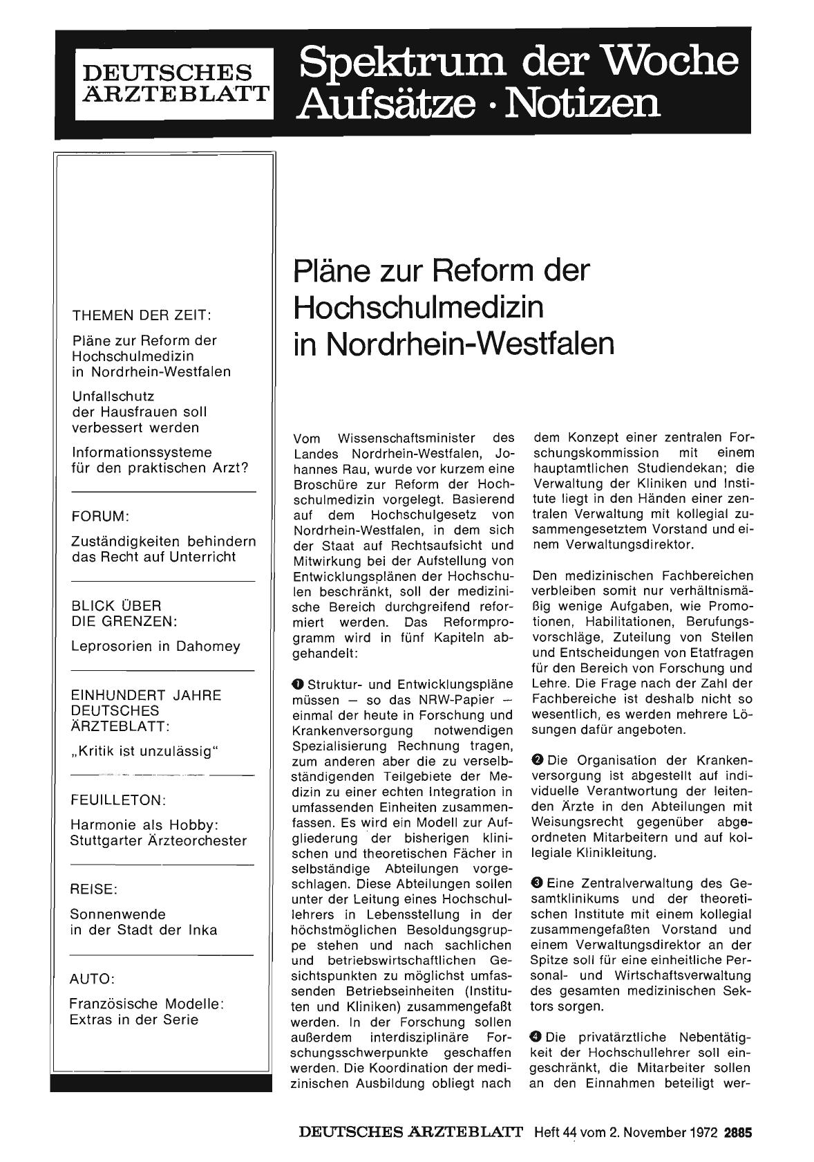 Vorschauseite 1: Pläne zur Reform der Hochschulmedizin in Nordrhein-Westfalen