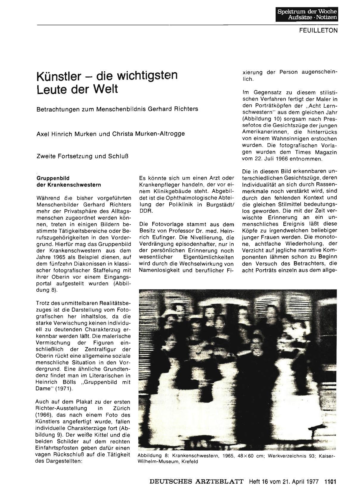 Vorschauseite 1: Künstler - die wichtigsten Leute der Welt: Betrachtungen zum Menschenbildnis Gerhard Richters