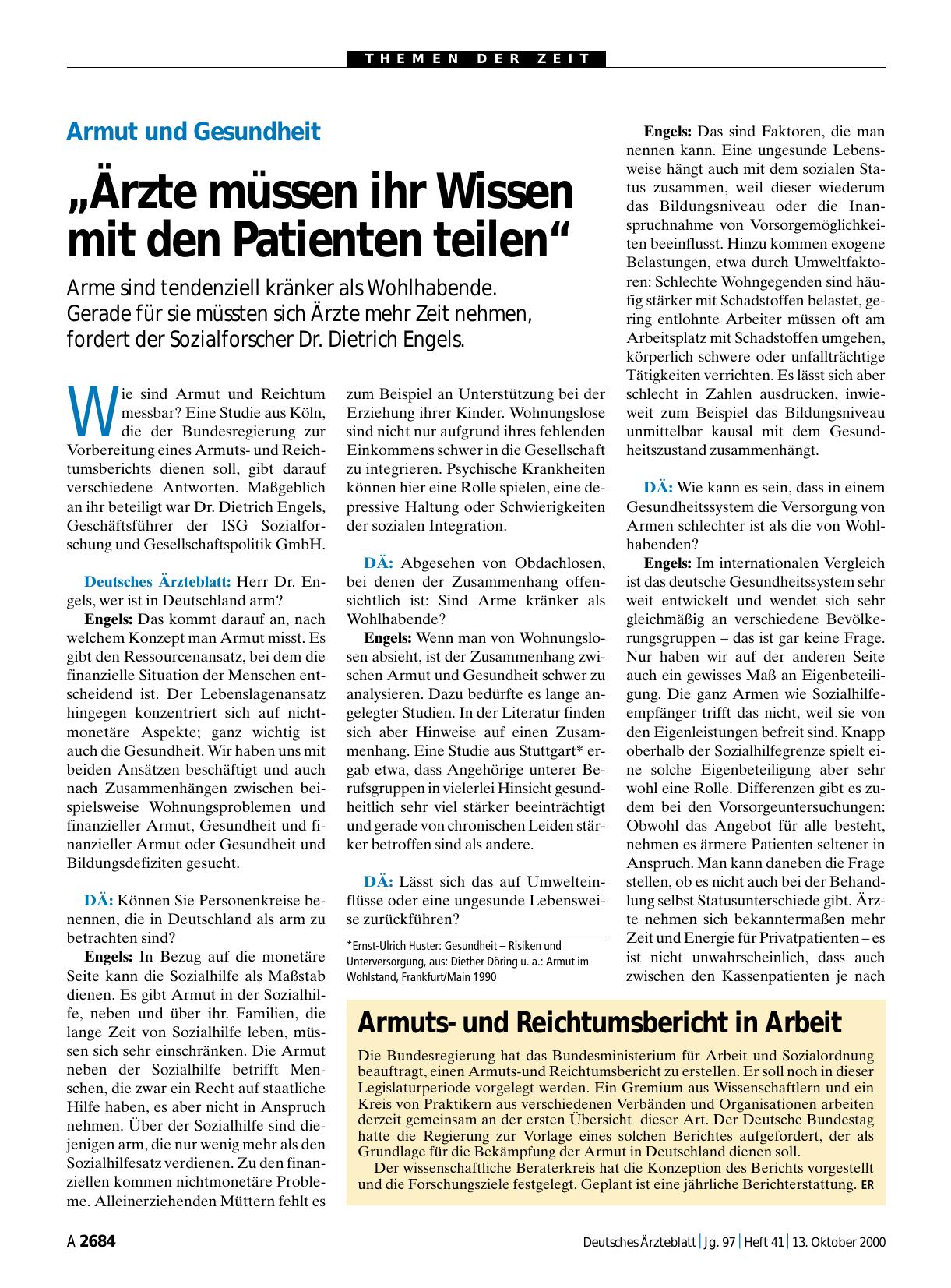 Vorschauseite 1: Armut und Gesundheit: „Ärzte müssen ihr Wissen mit den Patienten teilen“