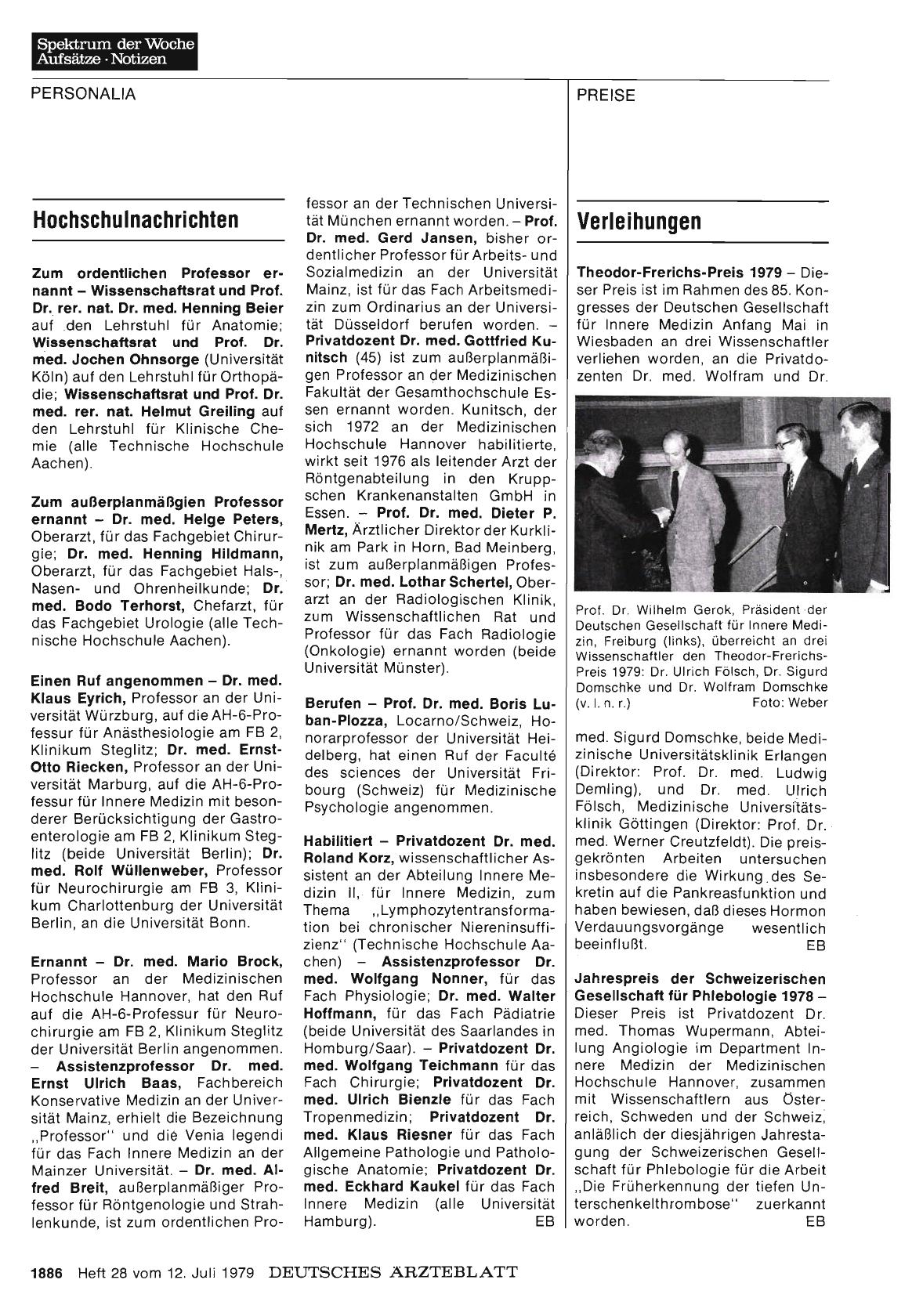 Vorschauseite 1: Verleihungen