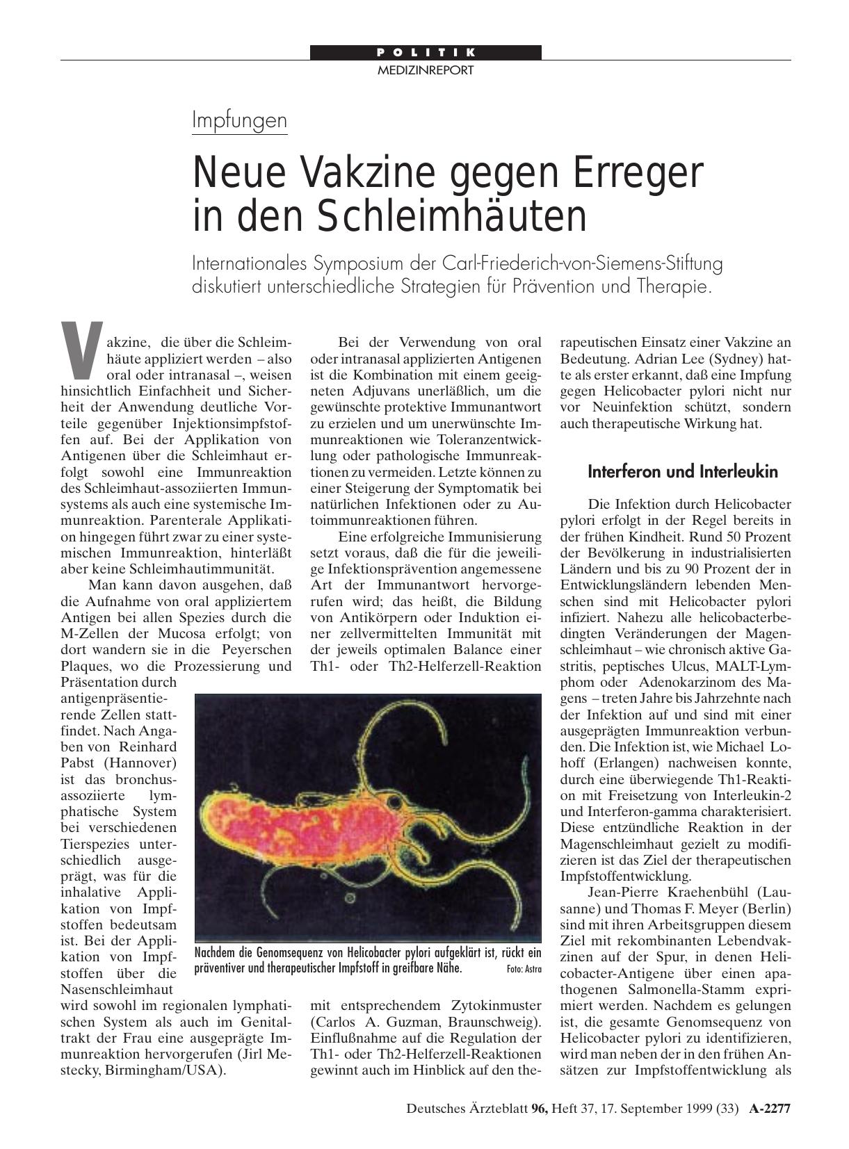 Vorschauseite 1: Impfungen: Neue Vakzine gegen Erreger in den Schleimhäuten