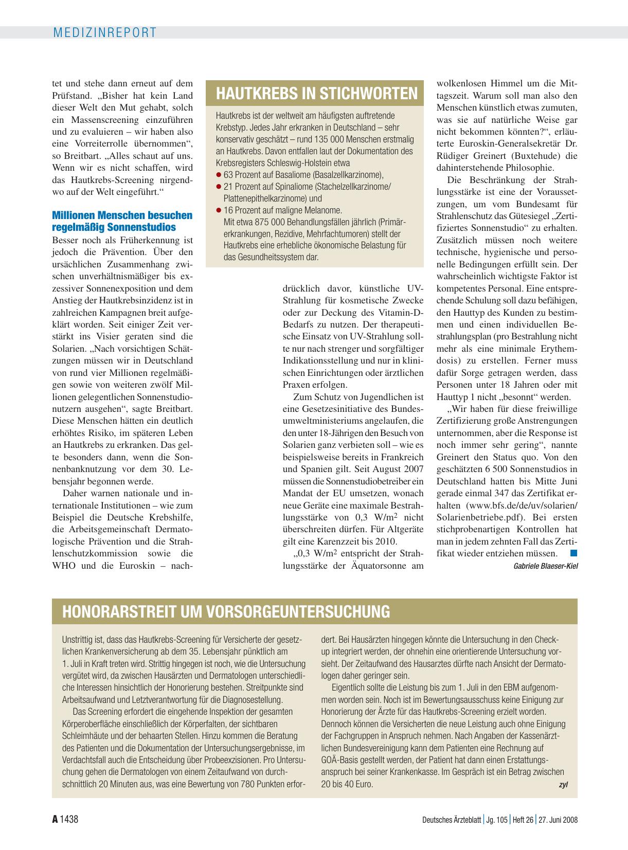 Vorschauseite 1: Honorarstreit um Vorsorgeuntersuchung