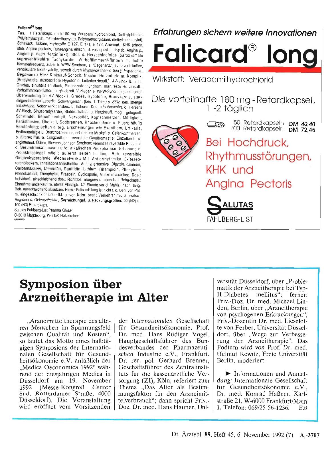 Vorschauseite 1: Symposion über Arzneitherapie im Alter