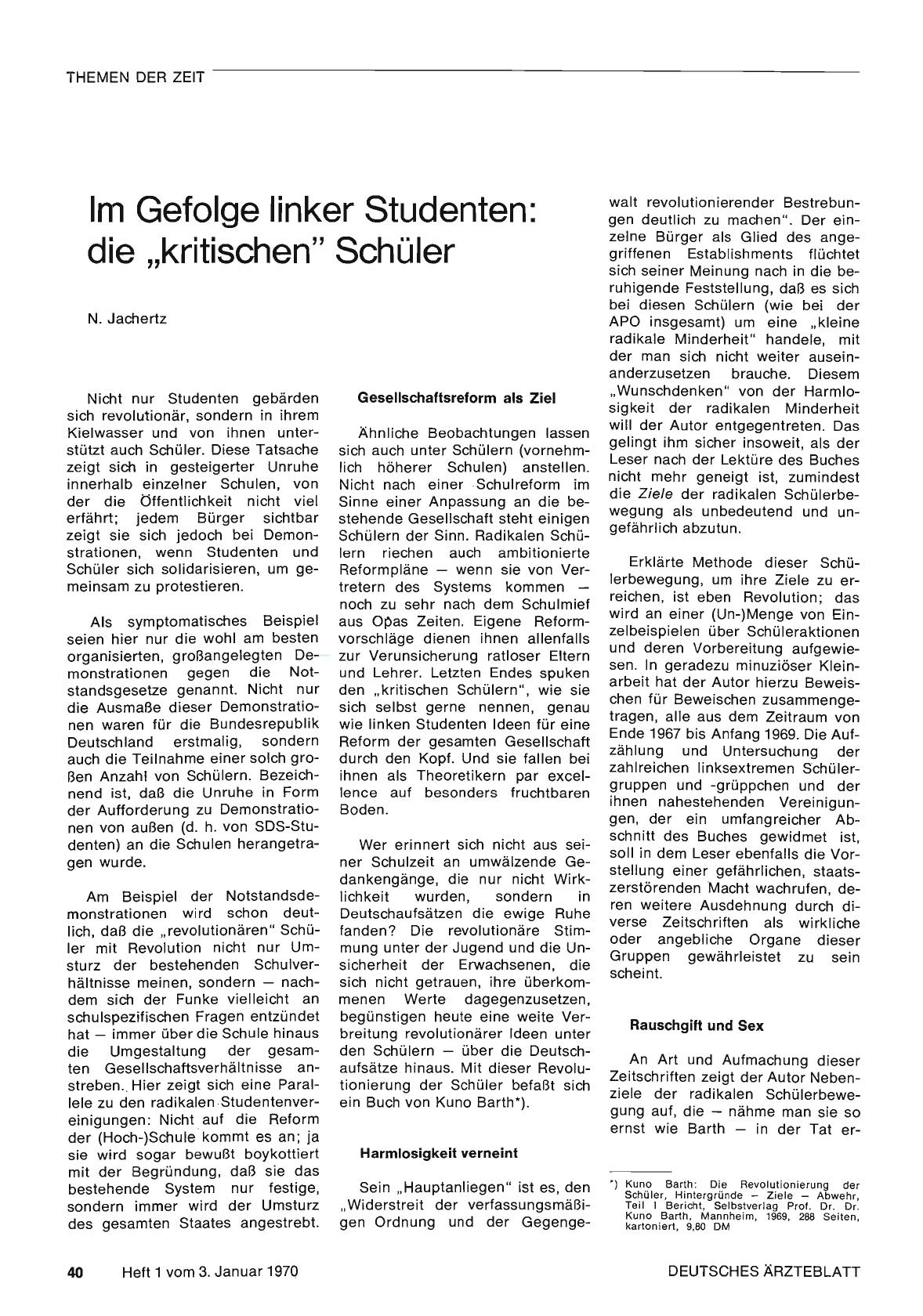 Vorschauseite 1: Im Gefolge linker Studenten: die „kritischen" Schüler