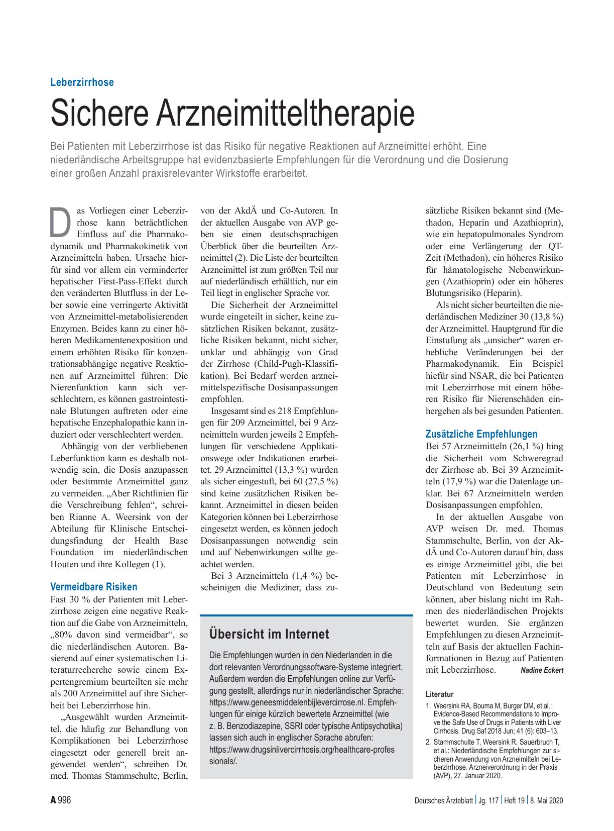 Vorschauseite 1: Leberzirrhose: Sichere Arzneimitteltherapie