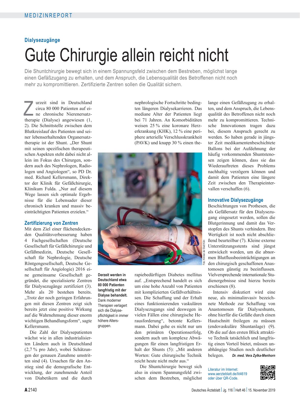 Vorschauseite 1: Dialysezugänge: Gute Chirurgie allein reicht nicht