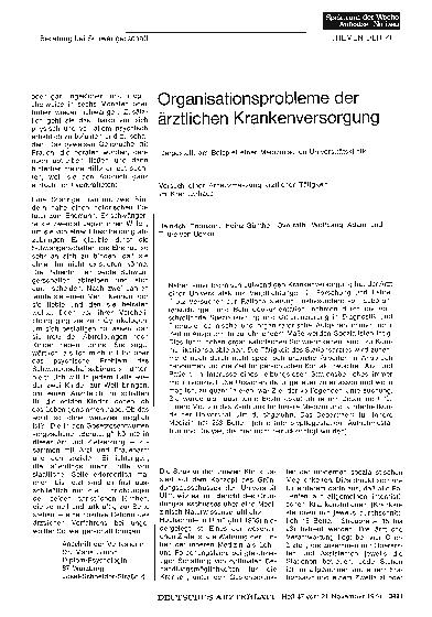 Vorschauseite 1: Organisationsprobleme der ärztlichen Krankenversorgung