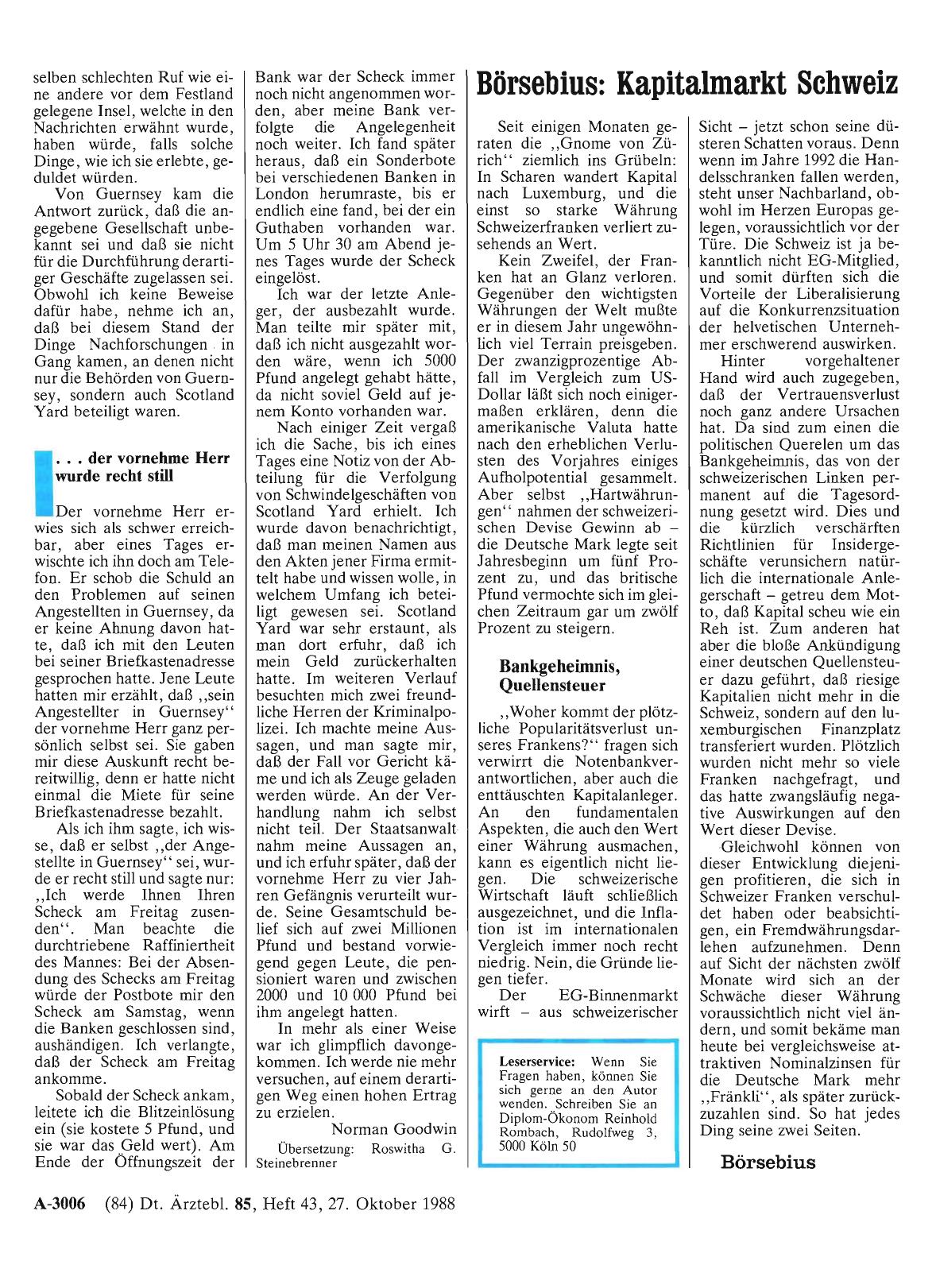 Vorschauseite 1: Börsebius: Kapitalmarkt Schweiz