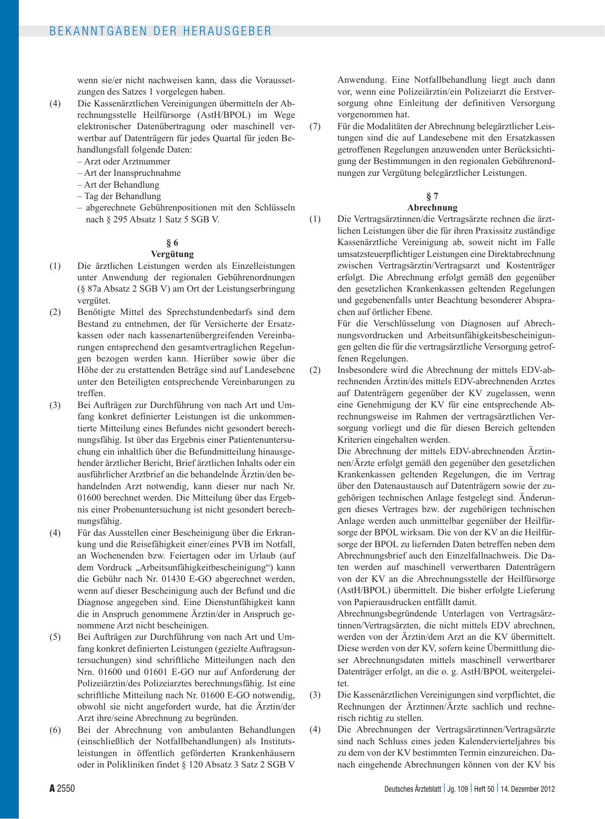 Vorschauseite 3: Vertrag zwischen der Bundesrepublik Deutschland, vertreten durch das Bundesministerium des Innern, Berlin, und der Kassenärztlichen Bundesvereinigung, – Körperschaft des öffentlic…