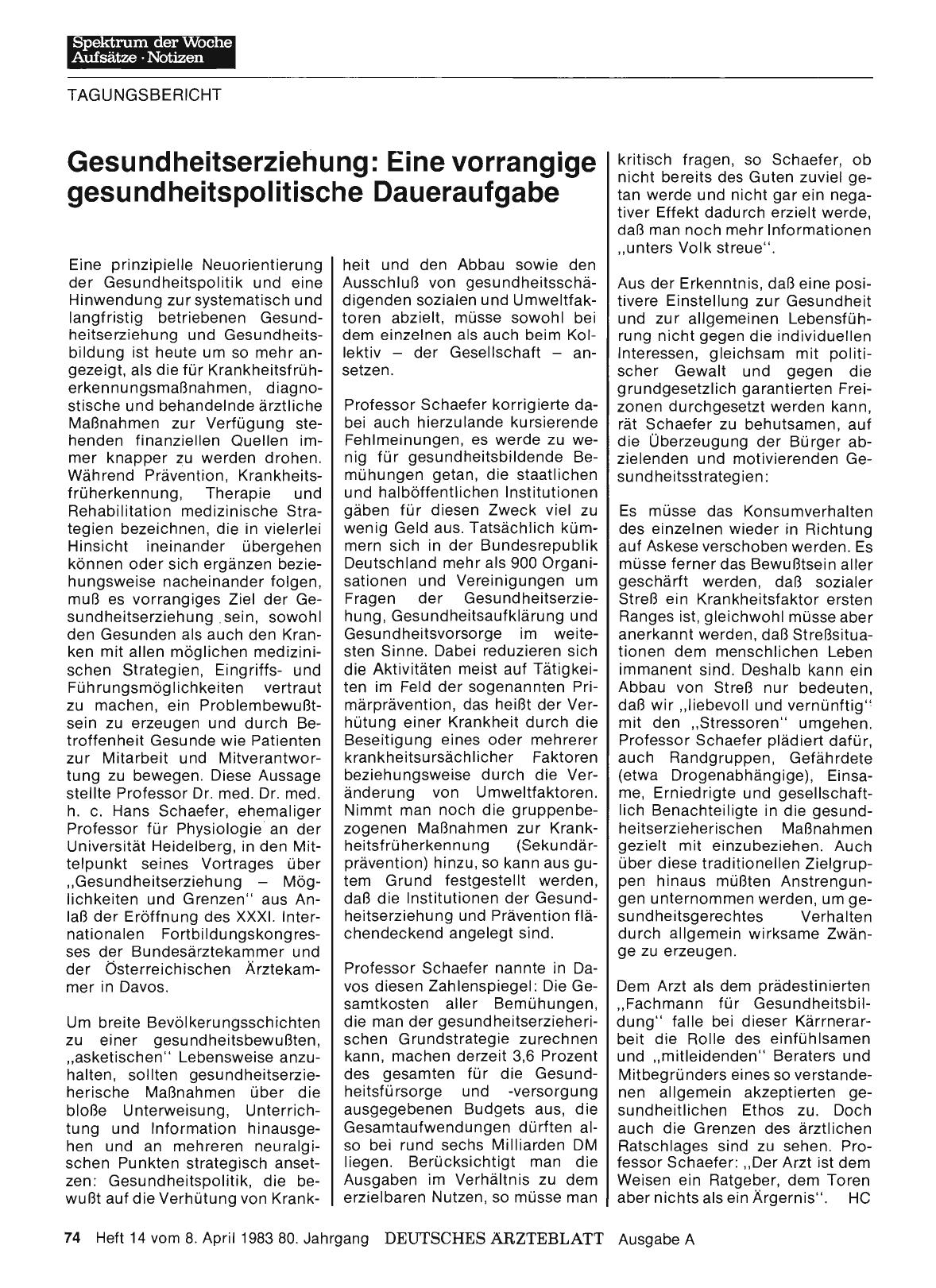 Vorschauseite 1: Gesundheitserziehung: Eine vorrangige gesundheitspolitische Daueraufgabe