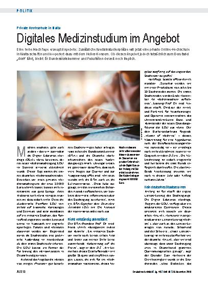 Vorschauseite 1: Private Hochschule in Malta: Digitales Medizinstudium im Angebot