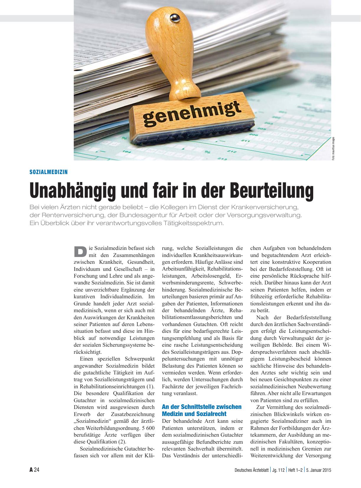 Vorschauseite 1: Sozialmedizin: Unabhängig und fair in der Beurteilung
