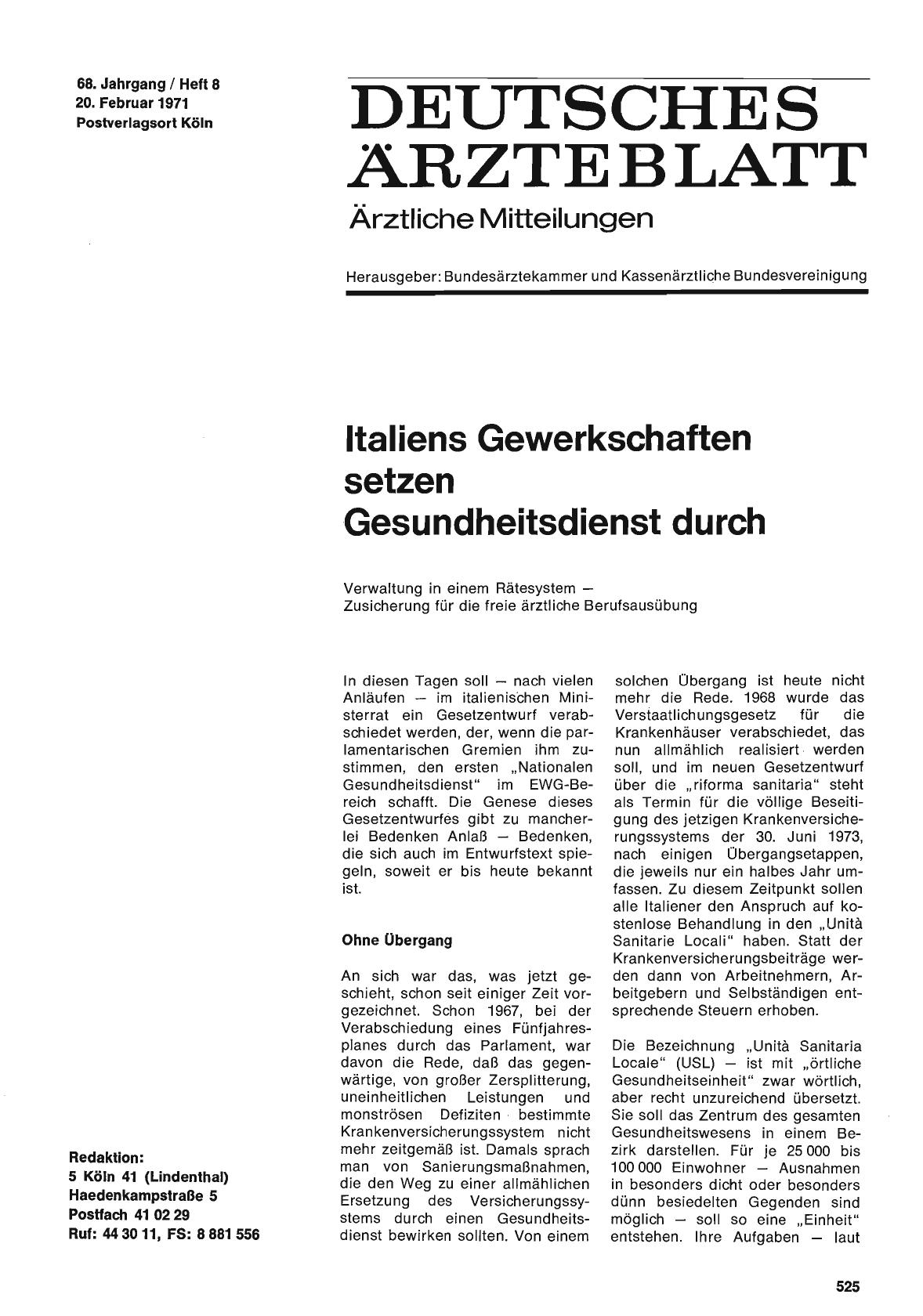 Vorschauseite 1: Italiens Gewerkschaften setzen Gesundheitsdienst durch