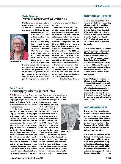 Vorschauseite 1: Werner Franke†: Dem Kampf gegen das Doping verschrieben
