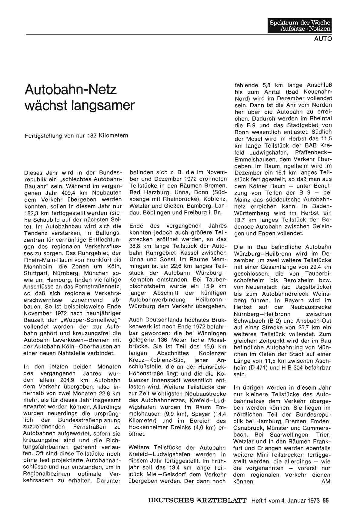 Vorschauseite 1: Autobahn-Netz wächst langsamer: Fertigstellung von nur 182 Kilometern.