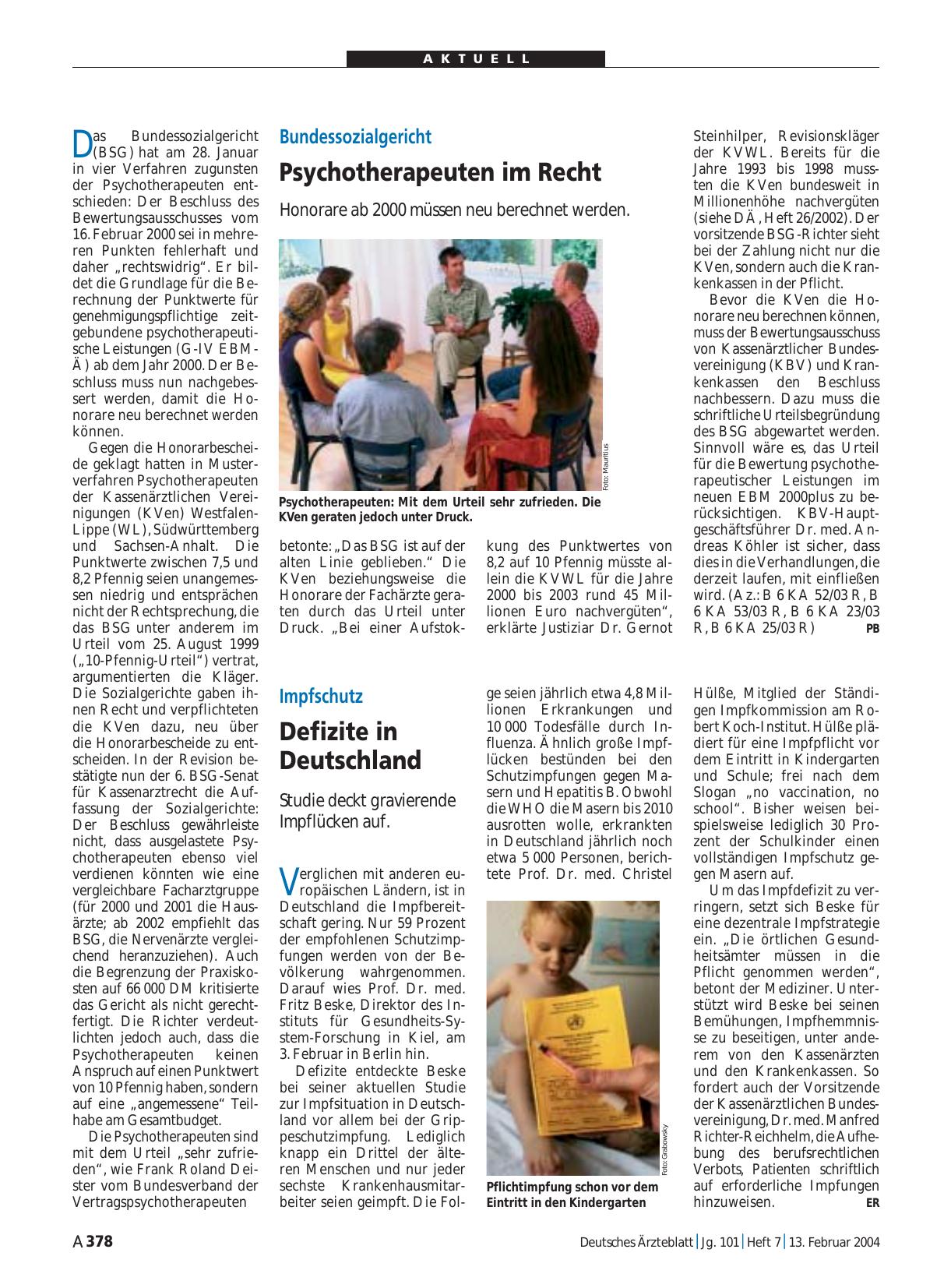 Vorschauseite 1: Impfschutz: Defizite in Deutschland