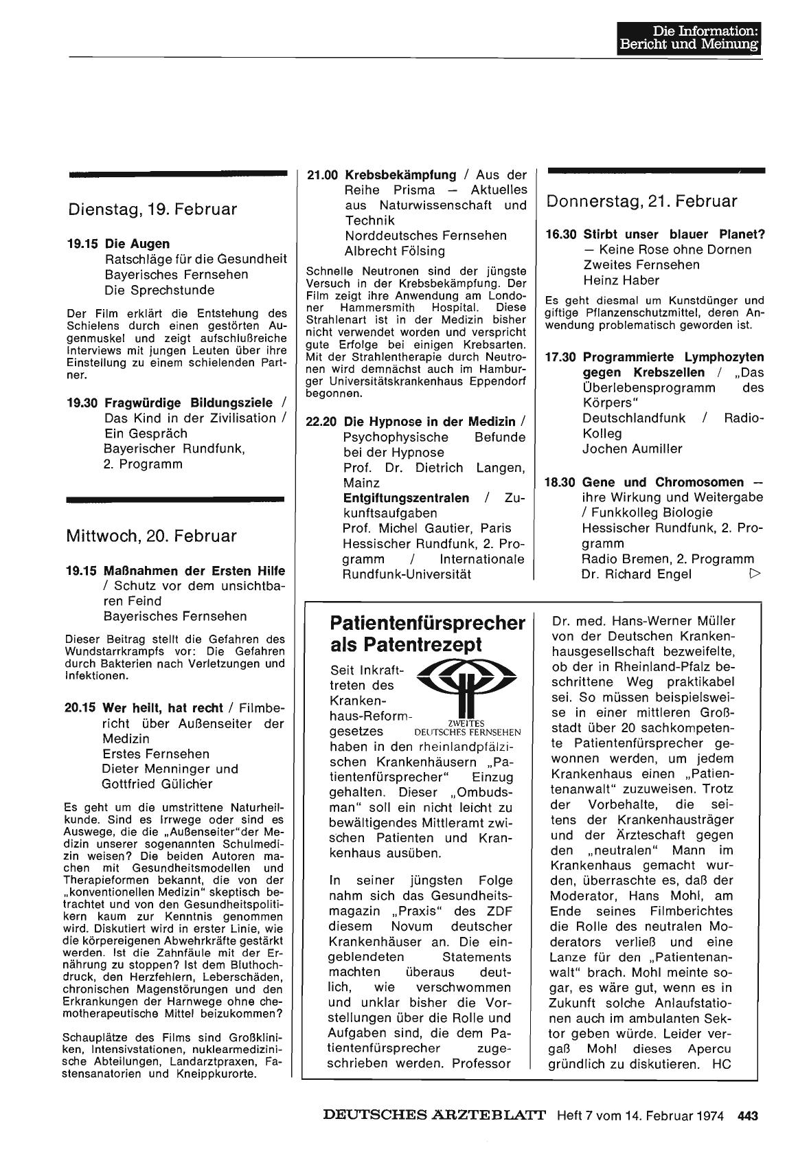 Vorschauseite 1: Patientenfürsprecher als Patentrezept
