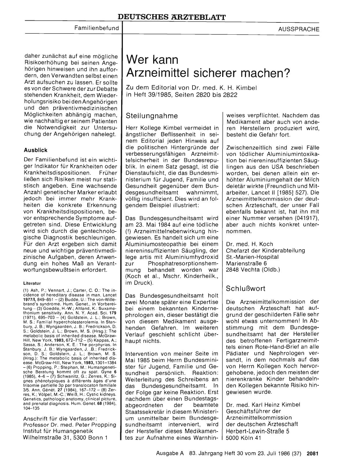 Vorschauseite 1: Wer kann Arzneimittel sicherer machen? : Schlußwort
