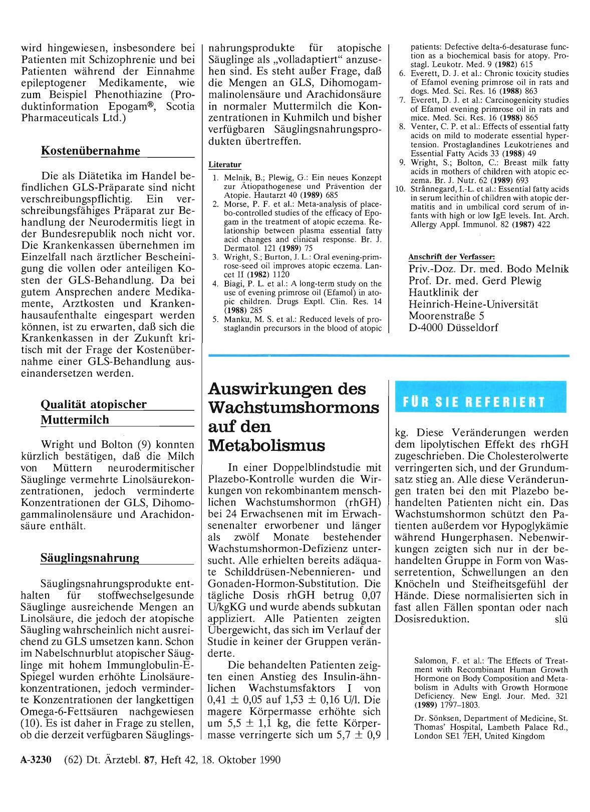 Vorschauseite 1: Auswirkungen des Wachstumshormons auf den Metabolismus