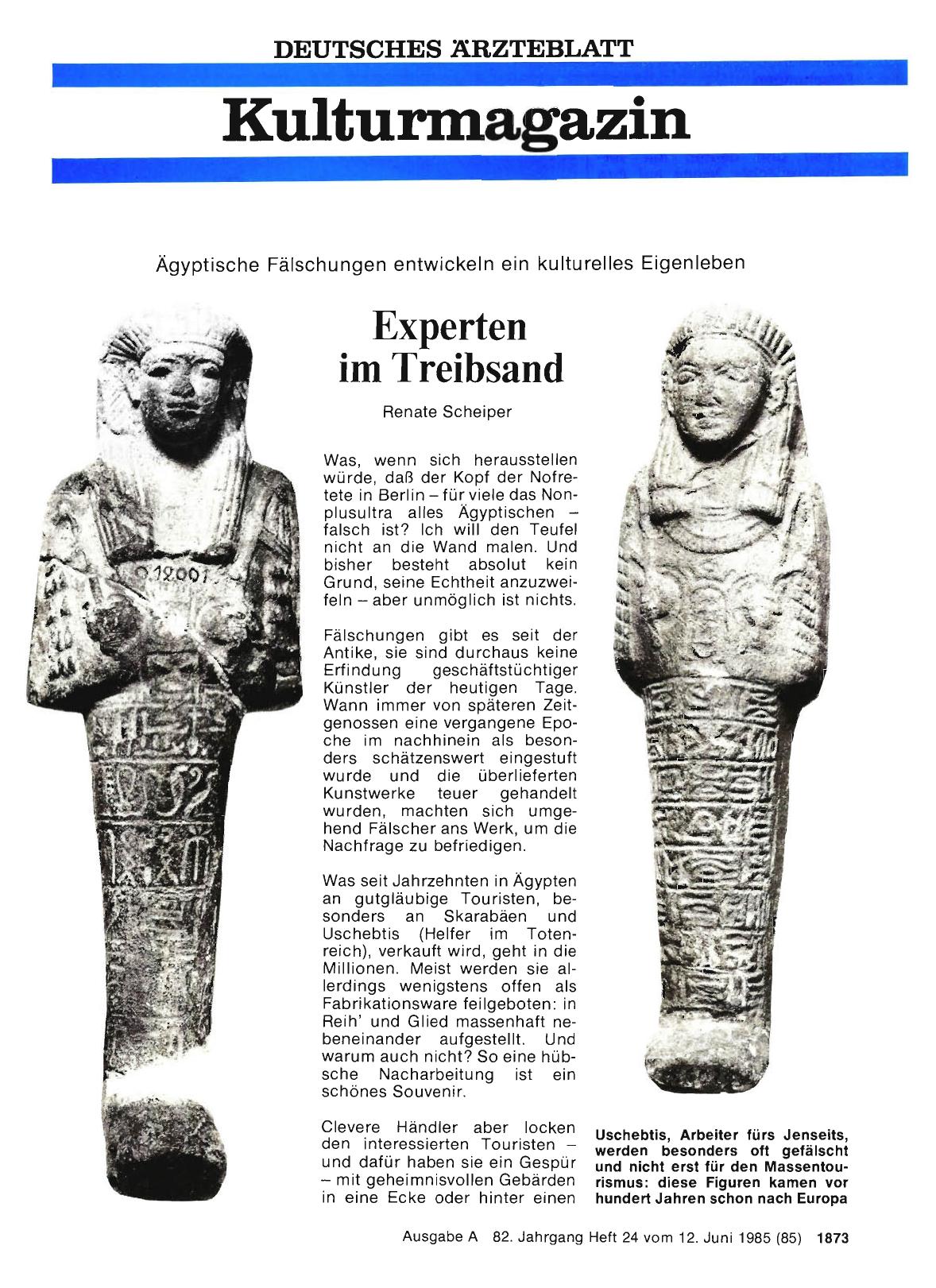 Vorschauseite 1: Experten im Treibsand: Ägyptische Fälschungen entwickeln ein kulturelles Eigenleben
