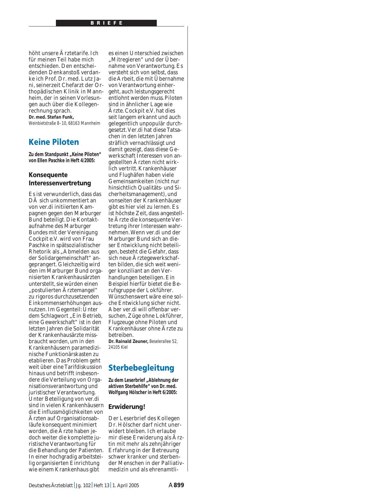 Vorschauseite 1: Sterbebegleitung: Erwiderung!