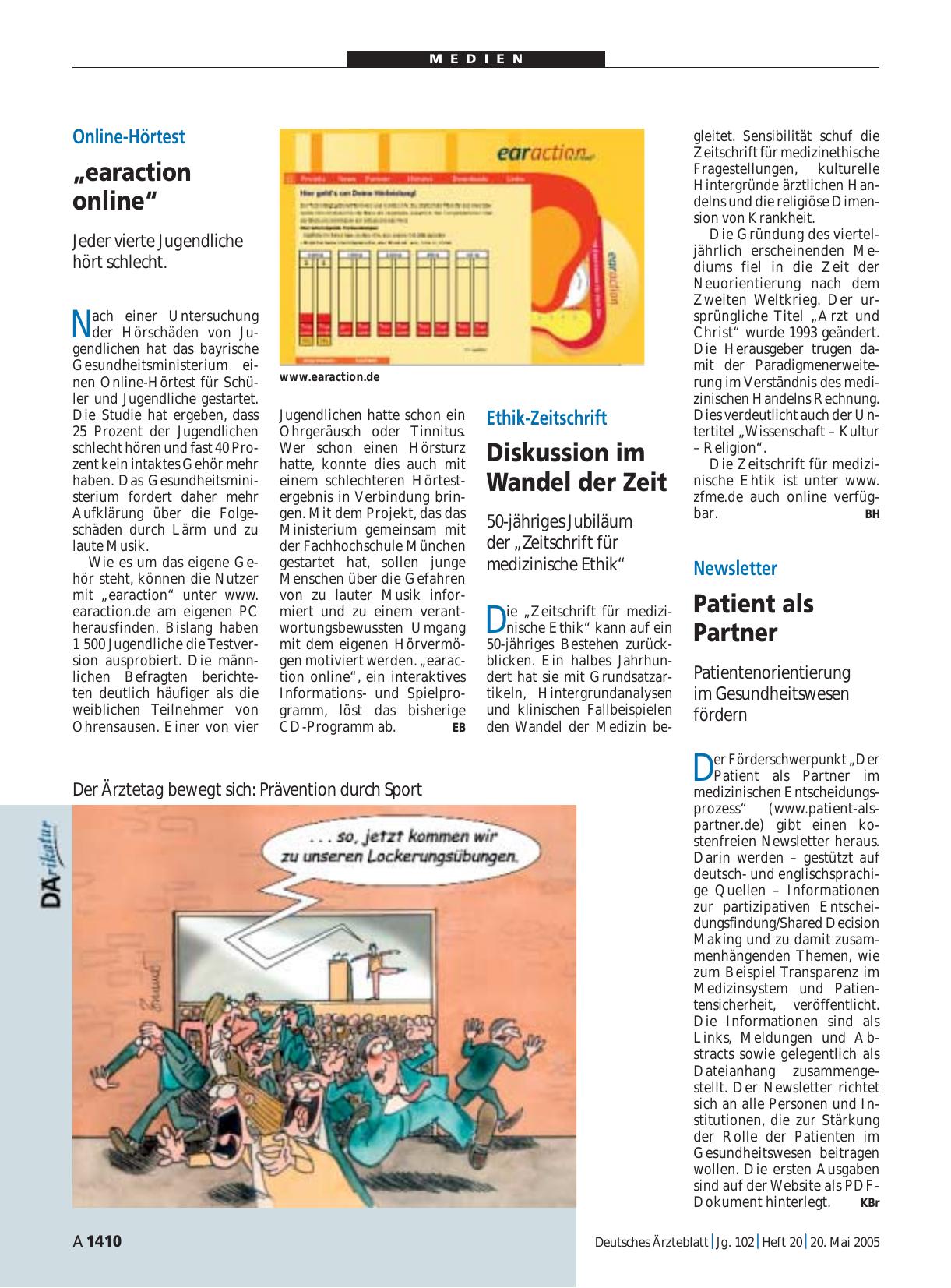 Vorschauseite 1: Newsletter: Patient als Partner