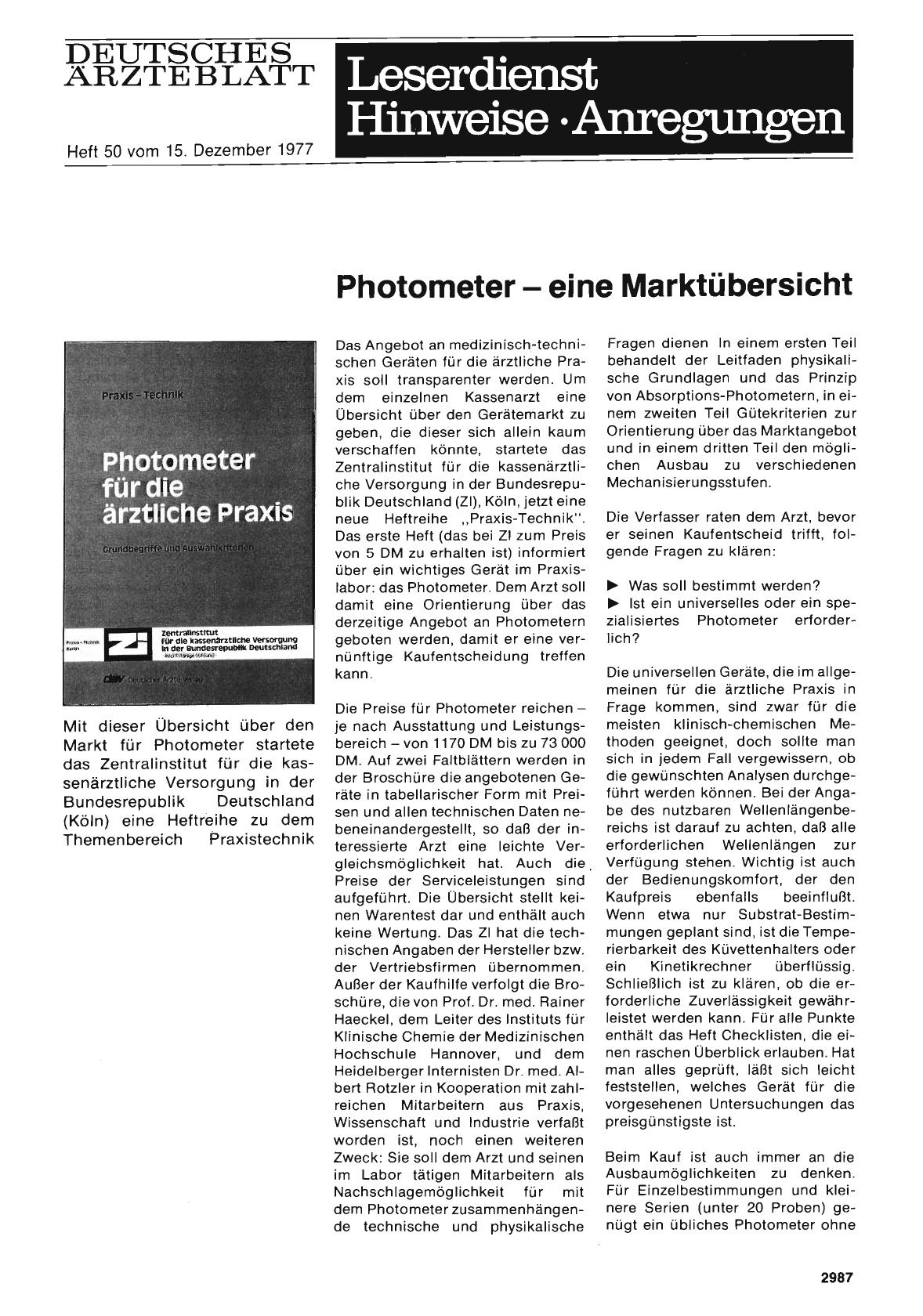 Vorschauseite 1: Photometereine Marktübersicht