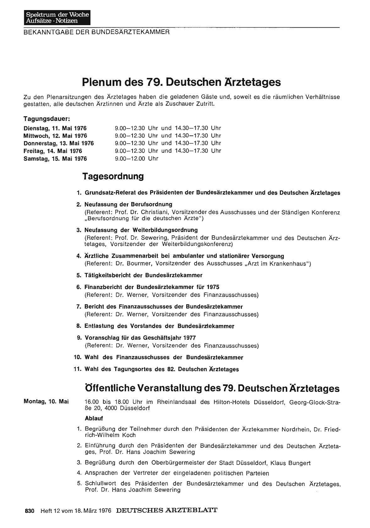 Vorschauseite 1: Plenum des 79. Deutschen Ärztetages