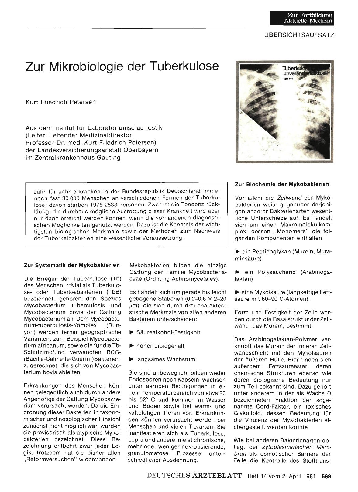 Vorschauseite 1: Zur Mikrobiologie der Tuberkulose
