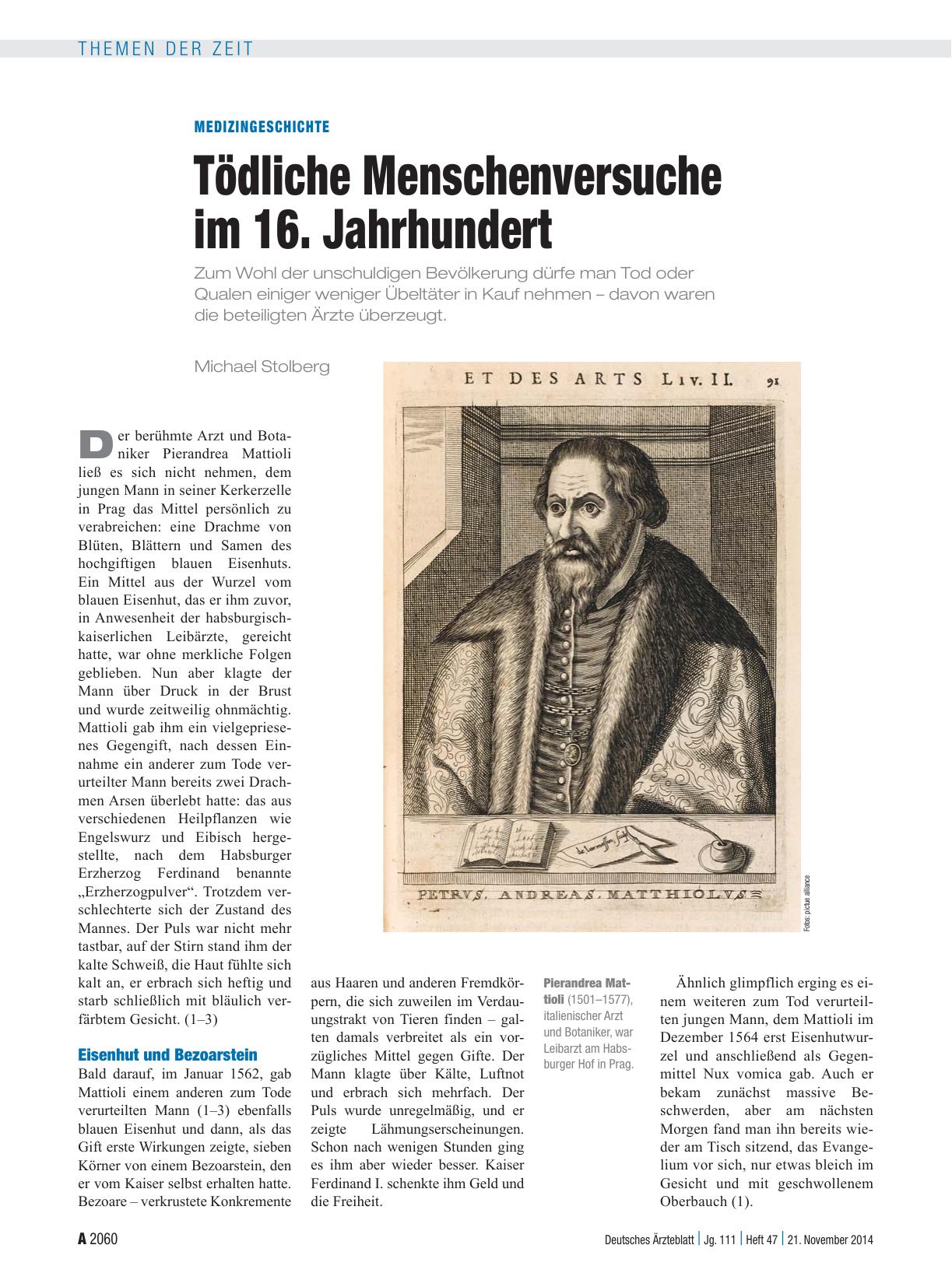 Vorschauseite 1: Medizingeschichte: Tödliche Menschenversuche im 16. Jahrhundert