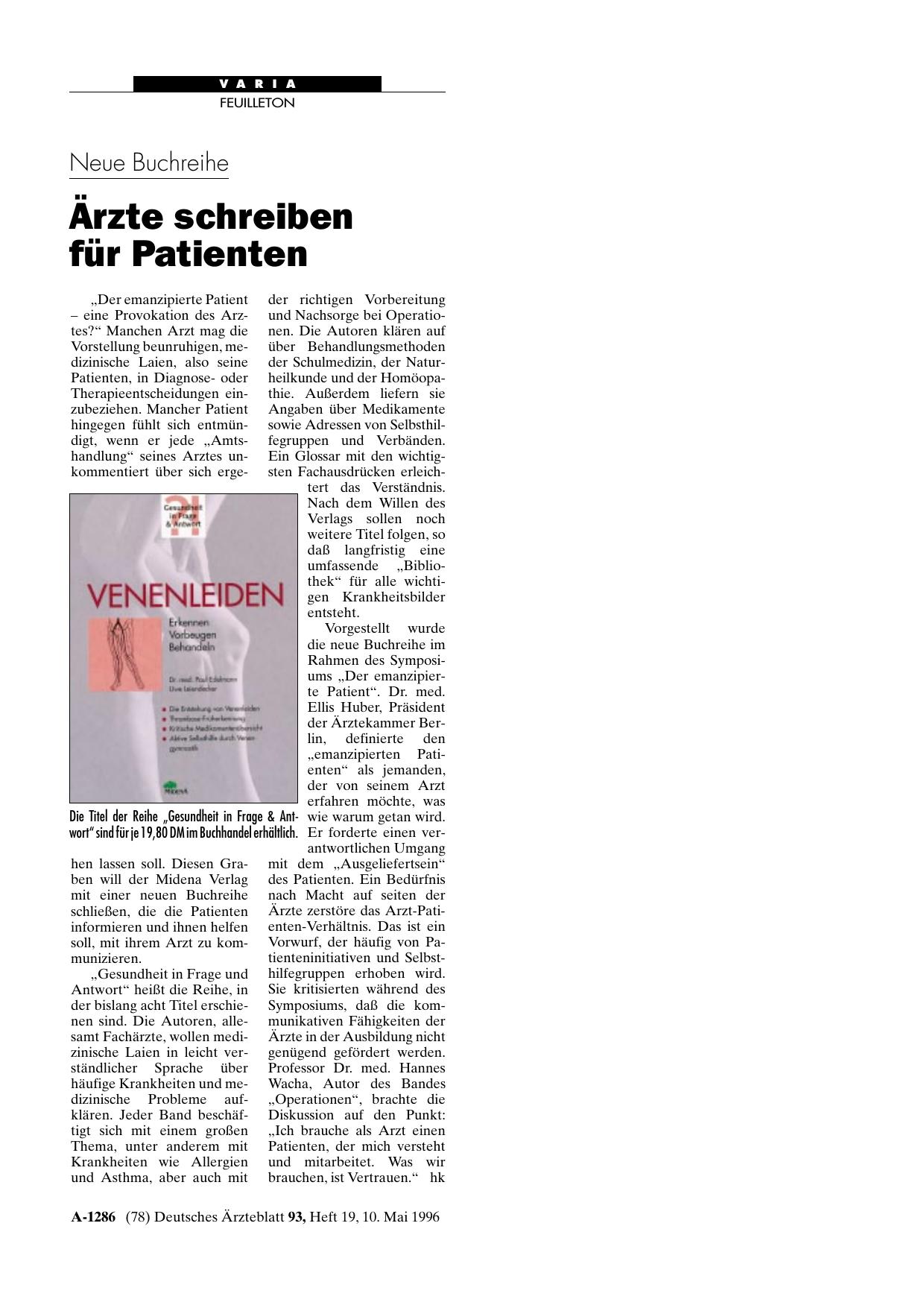 Vorschauseite 1: Neue Buchreihe: Ärzte schreiben für Patienten