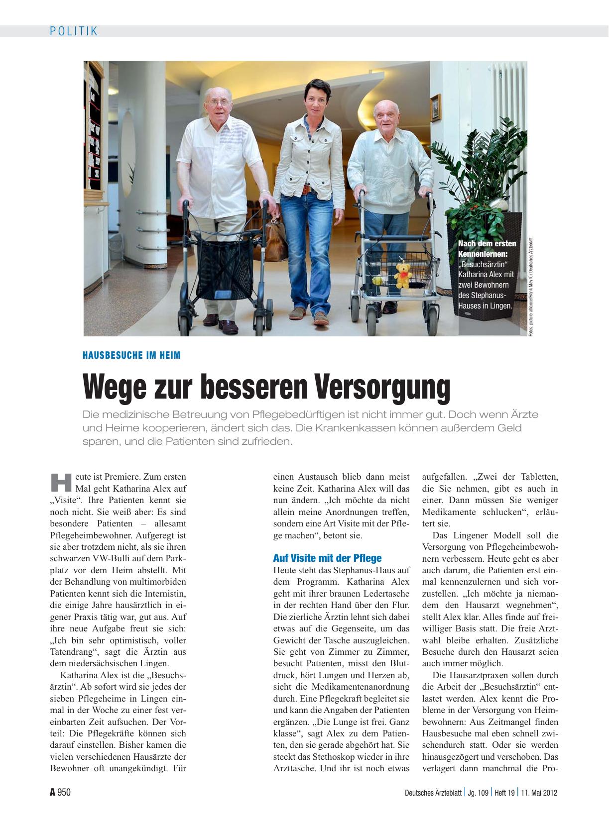 Vorschauseite 1: Hausbesuche im Heim: Wege zur besseren Versorgung