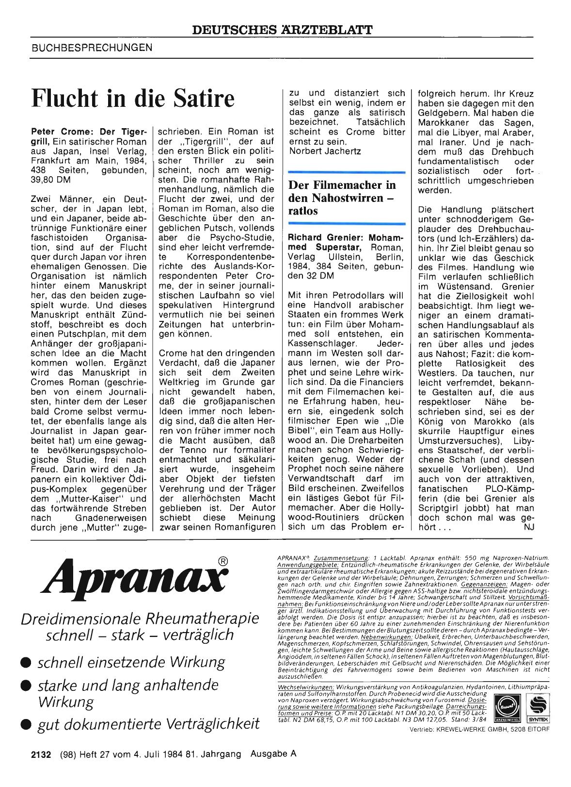 Vorschauseite 1: Flucht in die Satire