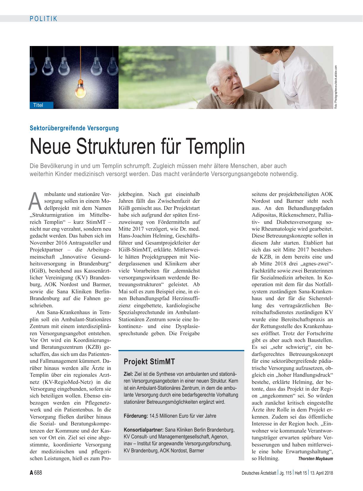 Vorschauseite 1: Sektorübergreifende Versorgung: Neue Strukturen für Templin