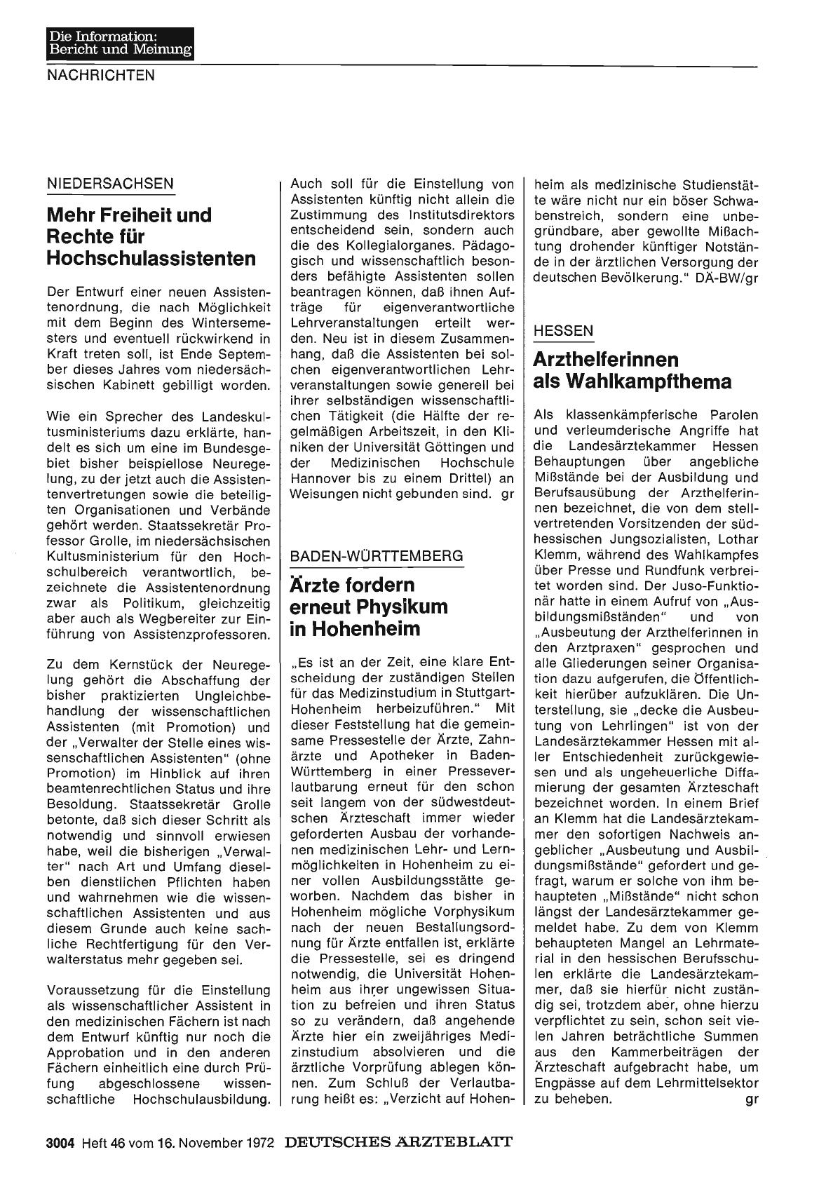 Vorschauseite 1: Niedersachsen: Mehr Freiheit und Rechte für Hochschulassistenten