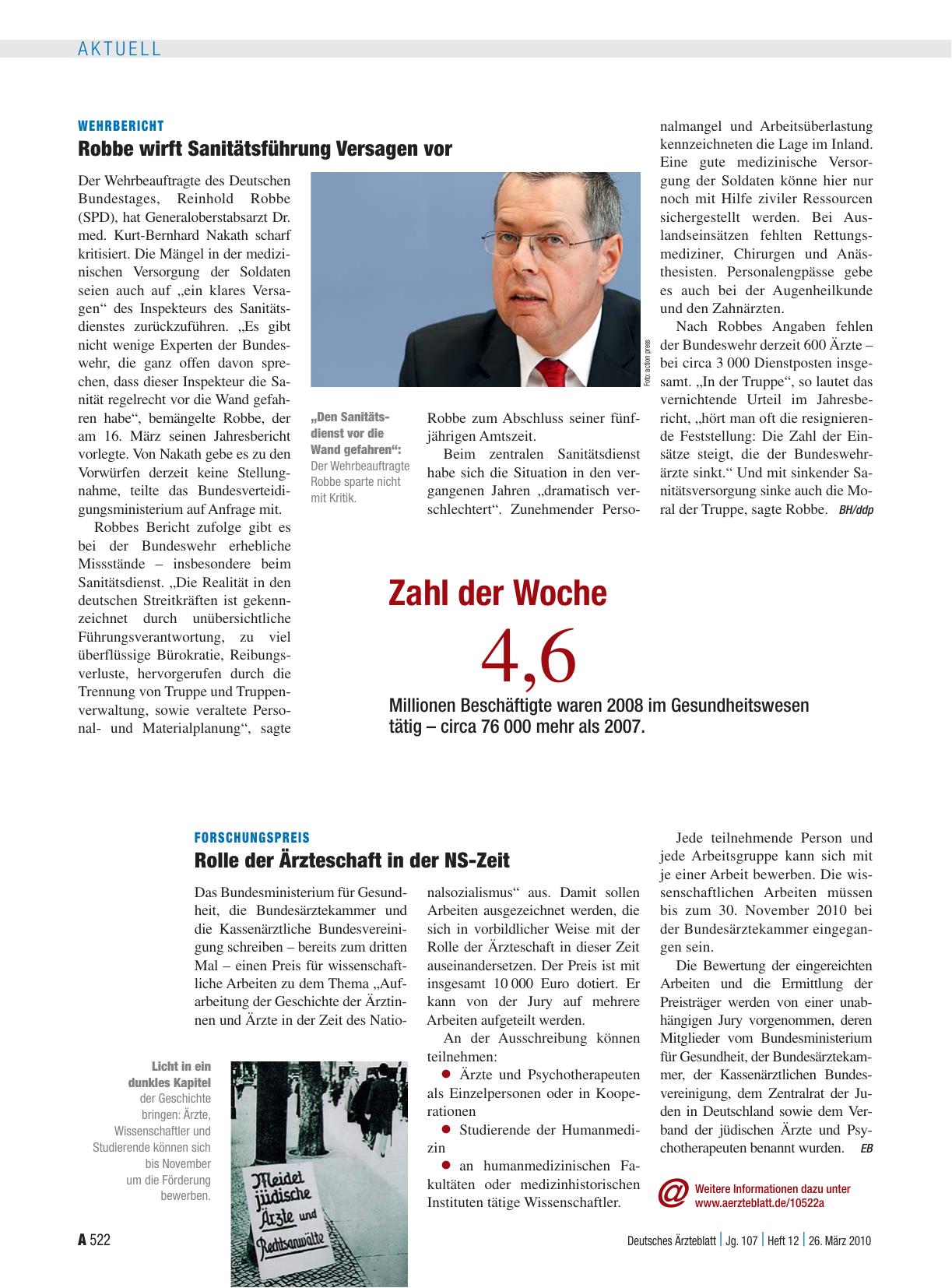 Vorschauseite 1: Forschungspreis: Rolle der Ärzteschaft in der NS-Zeit