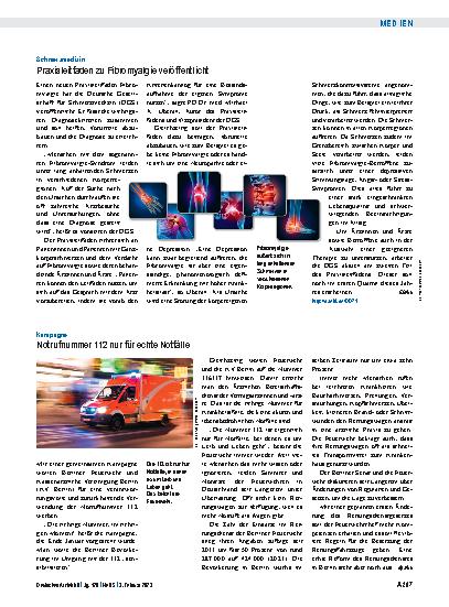 Vorschauseite 1: Schmerzmedizin: Praxisleitfaden zu Fibromyalgie veröffentlicht
